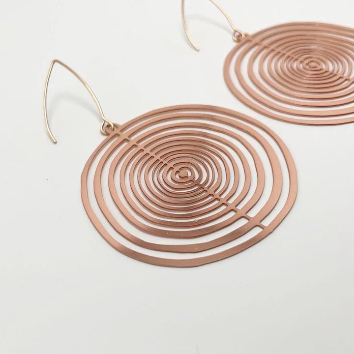 DENZ Orbit dangles (flat) in rose gold, angled view