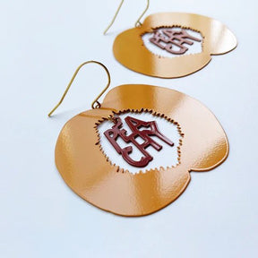 DENZ PEACHY - painted steel dangles, angled view