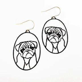 DENZ Pug Dangles in Black earrings