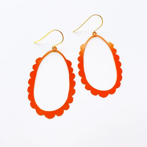 DENZ Scallop Hoops in burnt orange - painted steel dangles 