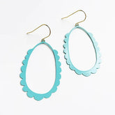 DENZ Scallop Hoops in pale aqua - painted steel dangles