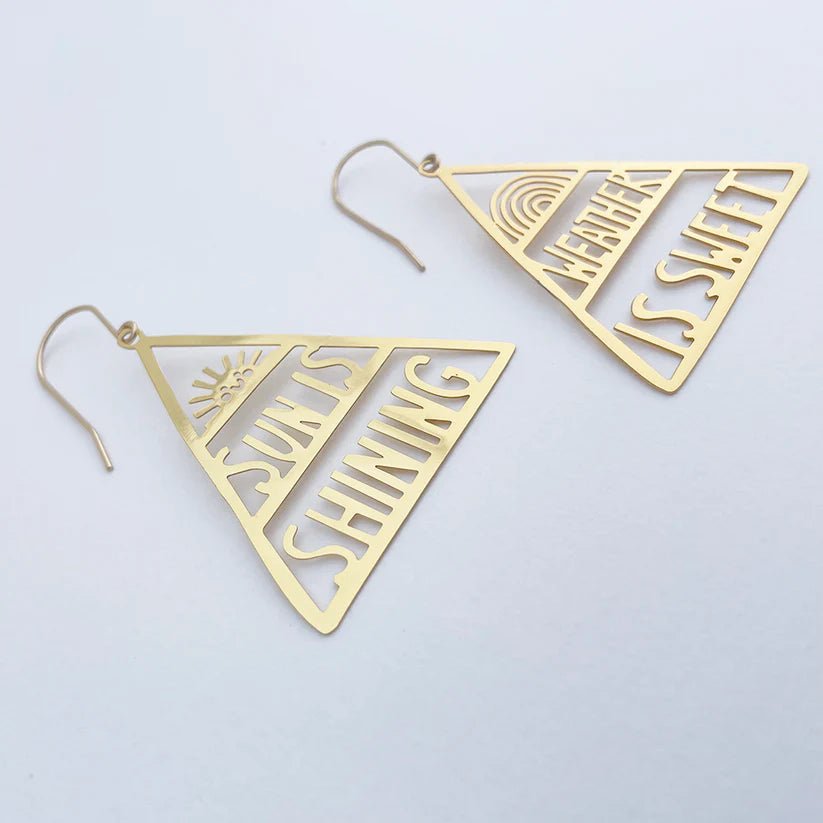 DENZ Sun is Shining, Weather is Sweet in Gold earrings, angled view