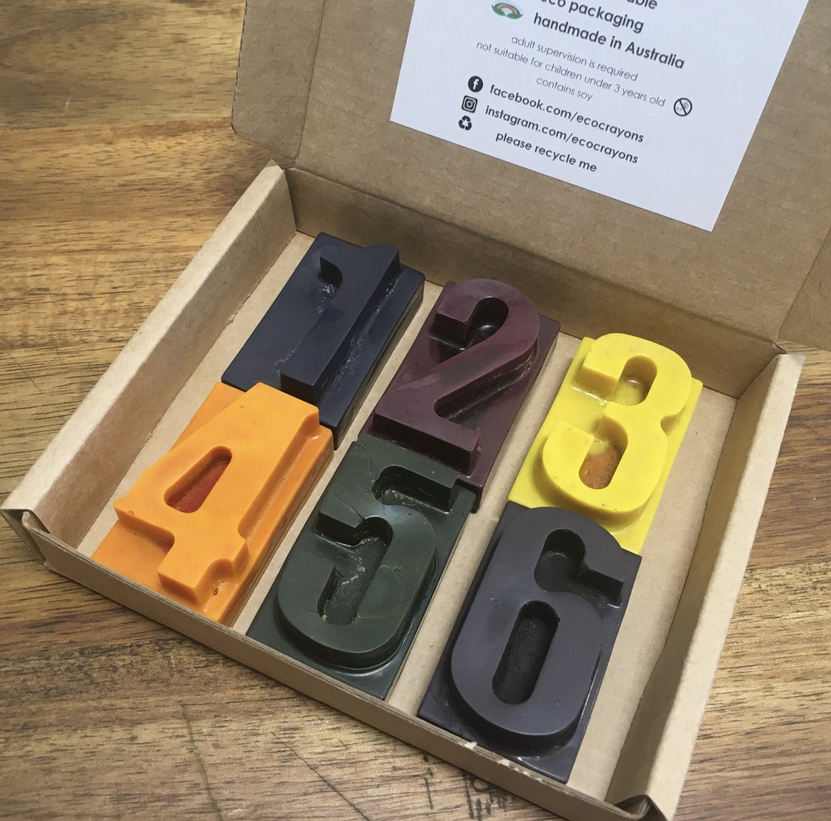 Eco CrayonsECO CRAYONS BLOCKS - Numbers 1-6: Plant Based Natural Crayons #same day gift delivery melbourne#