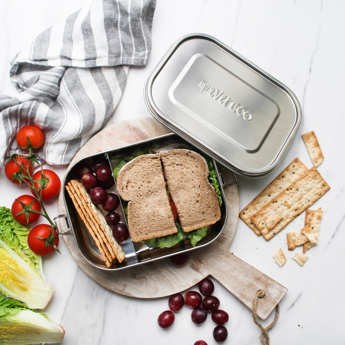 Ever EcoEver Eco Stainless Steel Bento Lunch Box 2 Compartments 1400ml #same day gift delivery melbourne#