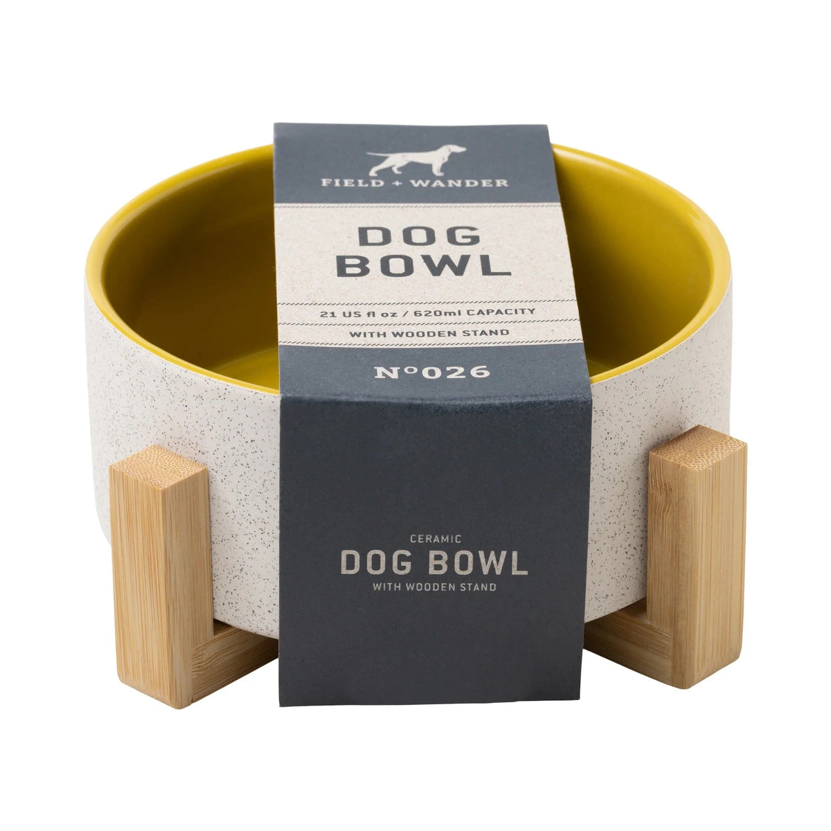 Field and WanderField and Wander Dog Bowl with Wooden Stand - Yellow #same day gift delivery melbourne#