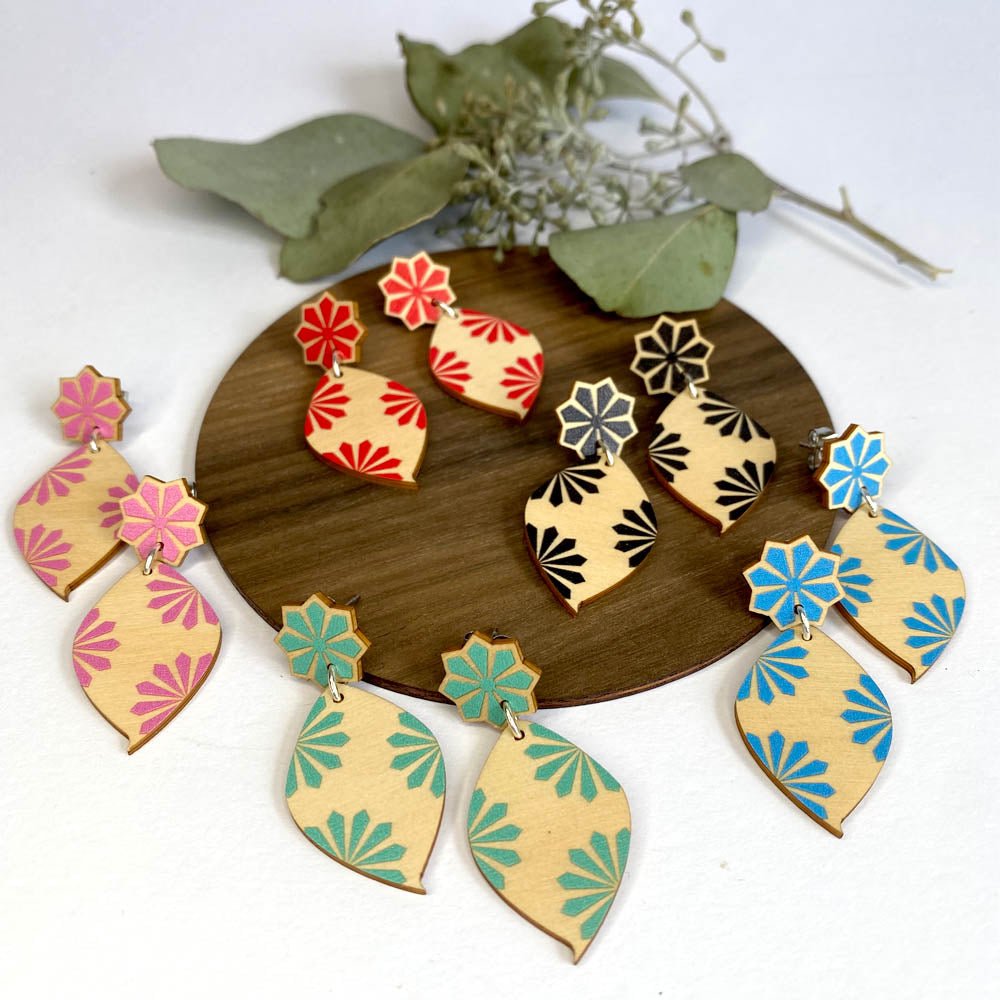 Gum Leaf Wooden Stud Earrings