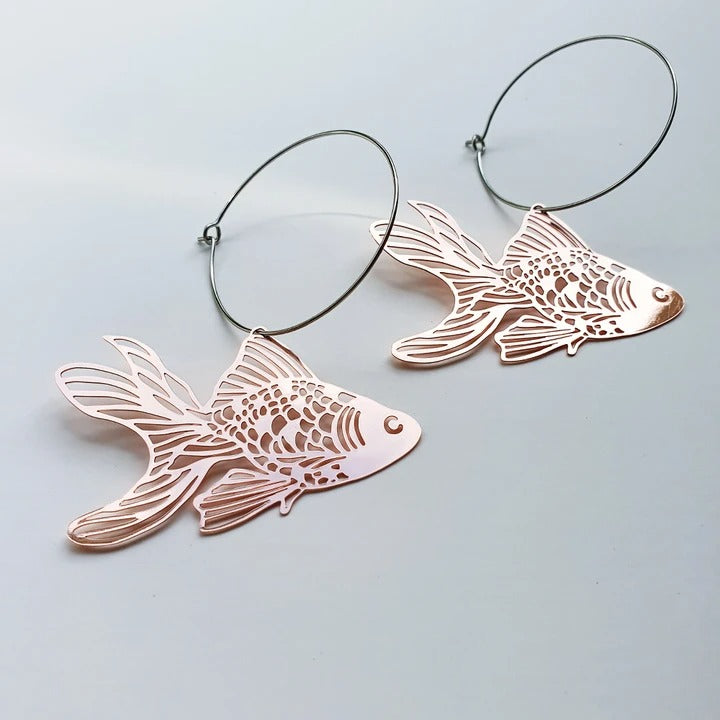 DENZ Goldfish hoops rose gold Earrings