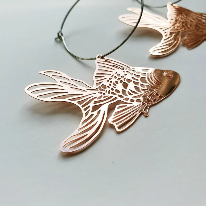 DENZ Goldfish hoops rose gold Earrings