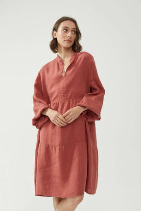 Kiitos Carmen Dress Solid - Terracotta