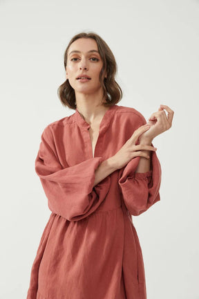 Kiitos Carmen Dress Solid - Terracotta