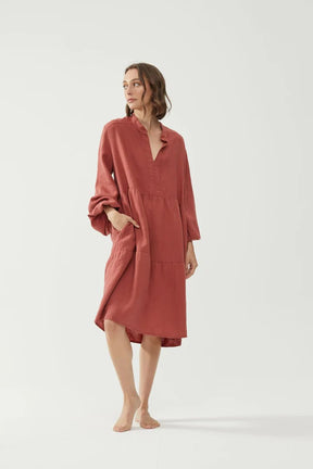 Kiitos Carmen Dress Solid - Terracotta