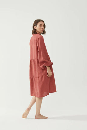 Kiitos Carmen Dress Solid - Terracotta