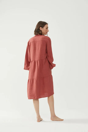 Kiitos Carmen Dress Solid - Terracotta