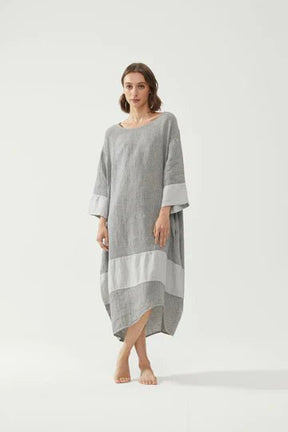 Kiitos Tulip Dress Grey Stripe