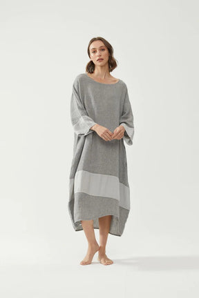 Kiitos Tulip Dress Grey Stripe