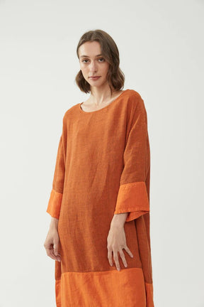 Kiitos Tulip Dress Pumpkin Stripe