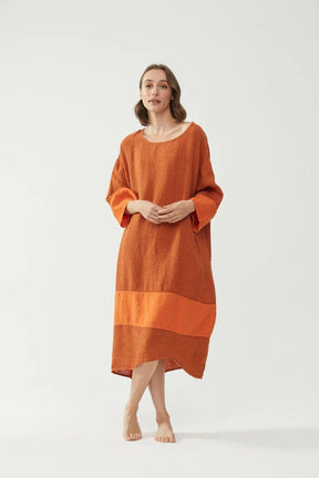 Kiitos Tulip Dress Pumpkin Stripe