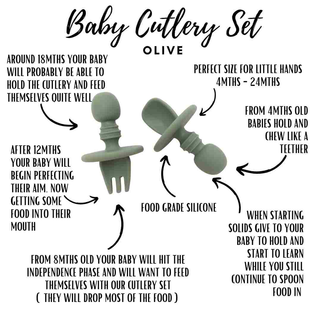 Little Mashies Baby Cutlery Set - Olive