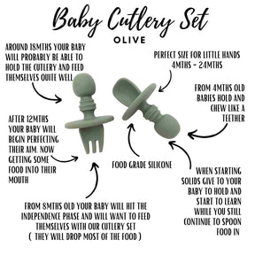 Little Mashies Baby Cutlery Set - Olive