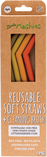 Soft Silicone Straws + Cleaning Brush Straws