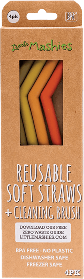 Soft Silicone Straws + Cleaning Brush Straws