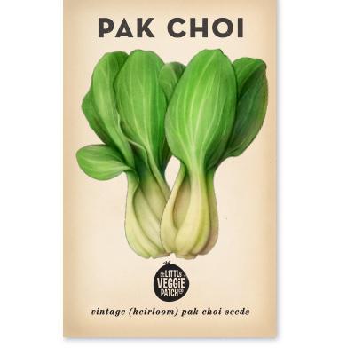 Little Veggie Patch Co Pak Choi 'Green' heirloom seeds packet with retro artwork.