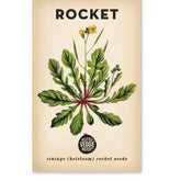 Little Veggie Patch Co Rocket 'Salad' vintage heirloom seeds packet with retro botanical art.