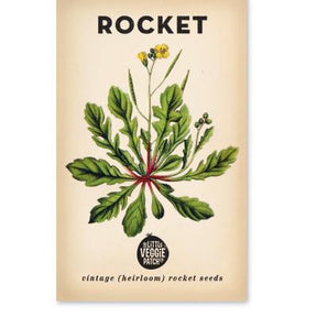 Little Veggie Patch Co Rocket 'Salad' vintage heirloom seeds packet with retro botanical art.