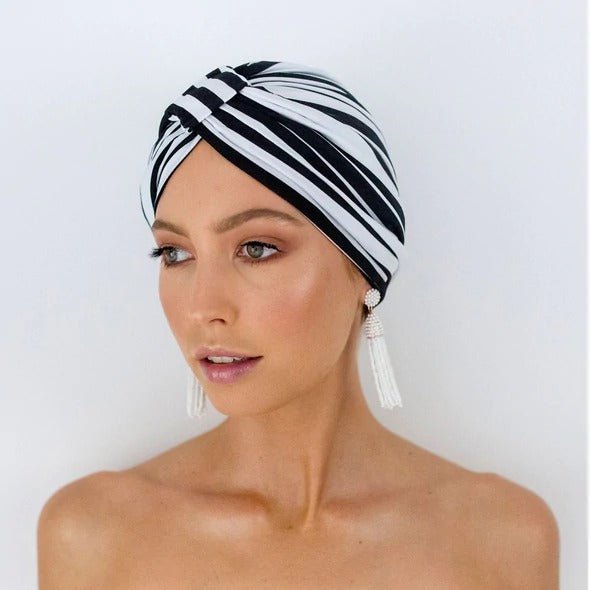 LouvelleLouvelle AMELIE shower cap in Monochrome Stripe #same day gift delivery melbourne#