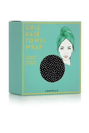 Louvelle RIVA Hair Towel Wrap in French Navy Polka Dot