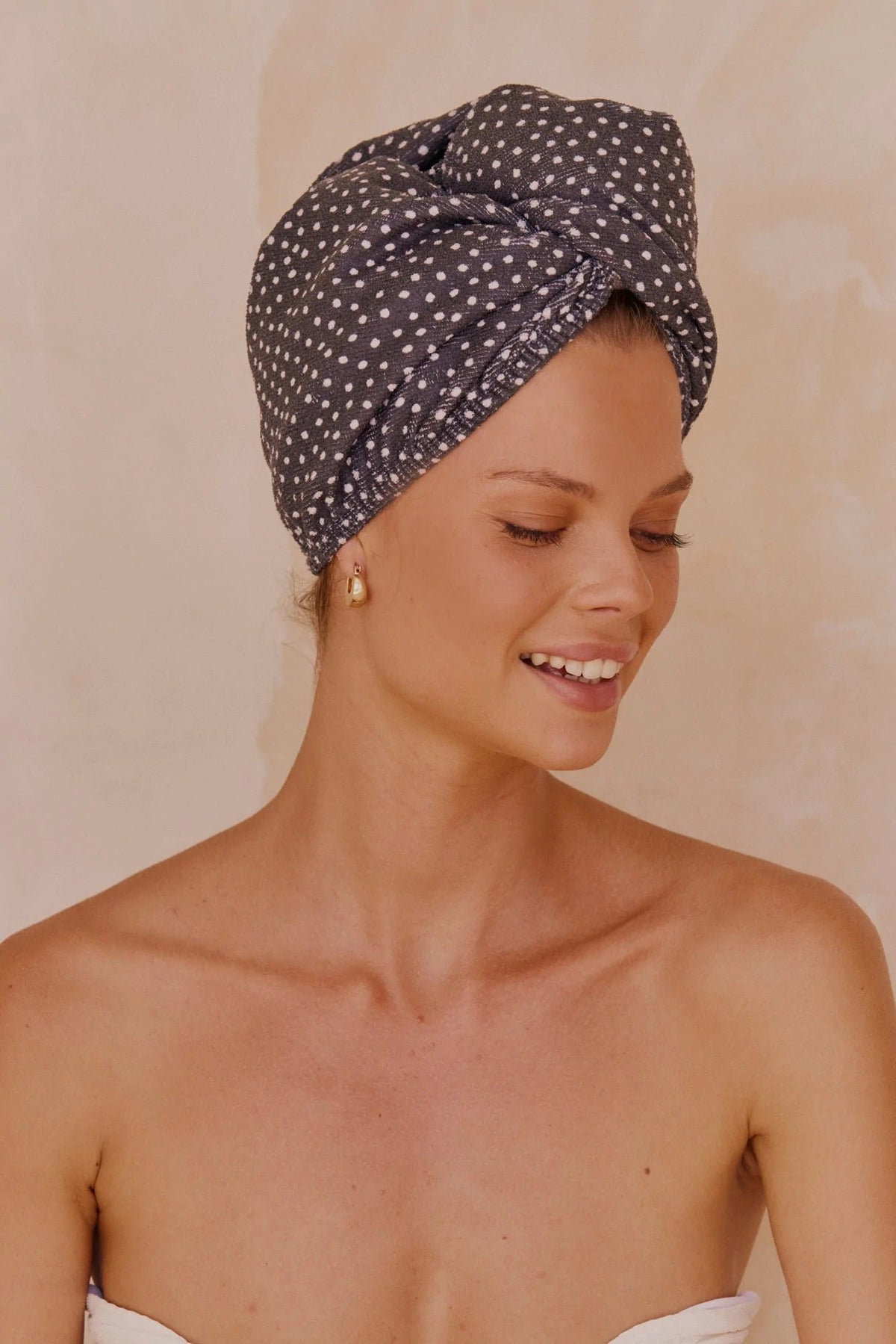 LouvelleLouvelle RIVA Hair Towel Wrap in French Navy Polka Dot #same day gift delivery melbourne#