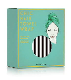 Louvelle RIVA Hair Towel Wrap in Monochrome Stripe