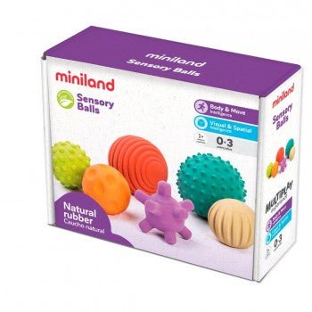 Miniland Aptitude Eco Sensory Natural Rubber Sensory Balls, 6 pcs