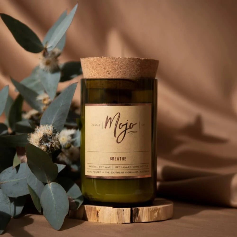 Mojo Candle CoMojo Breathe - Winter Limited Edition - Reclaimed Wine Bottle Soy Wax Candle #same day gift delivery melbourne#