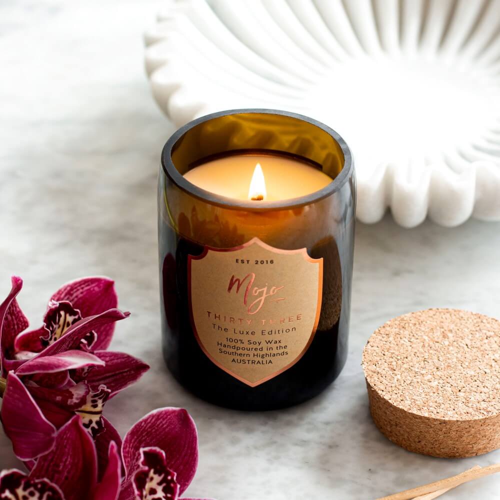 Mojo Candle CoThirty Three - Reclaimed Champagne Bottle - Luxe Edition Candle #same day gift delivery melbourne#