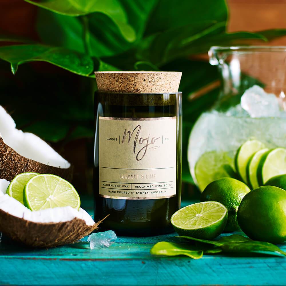 Mojo Coconut and Lime Wine Bottle Candle 
