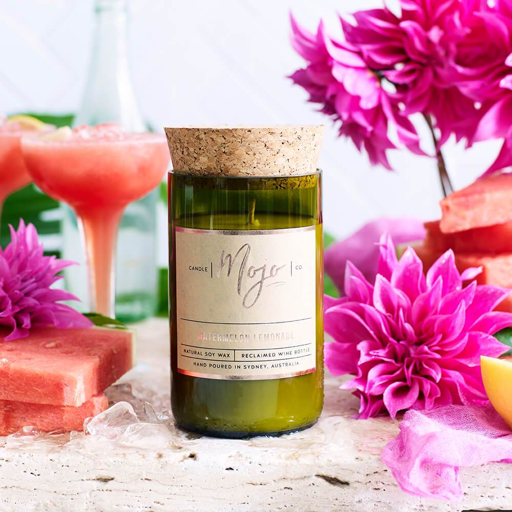 Mojo Watermelon Lemonade Wine Bottle Candle 