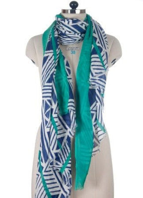 Nine Yaks Blue Geometric Shawl