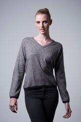 Nine YaksNine Yaks Cashmere Border Sweater - med grey #same day gift delivery melbourne#