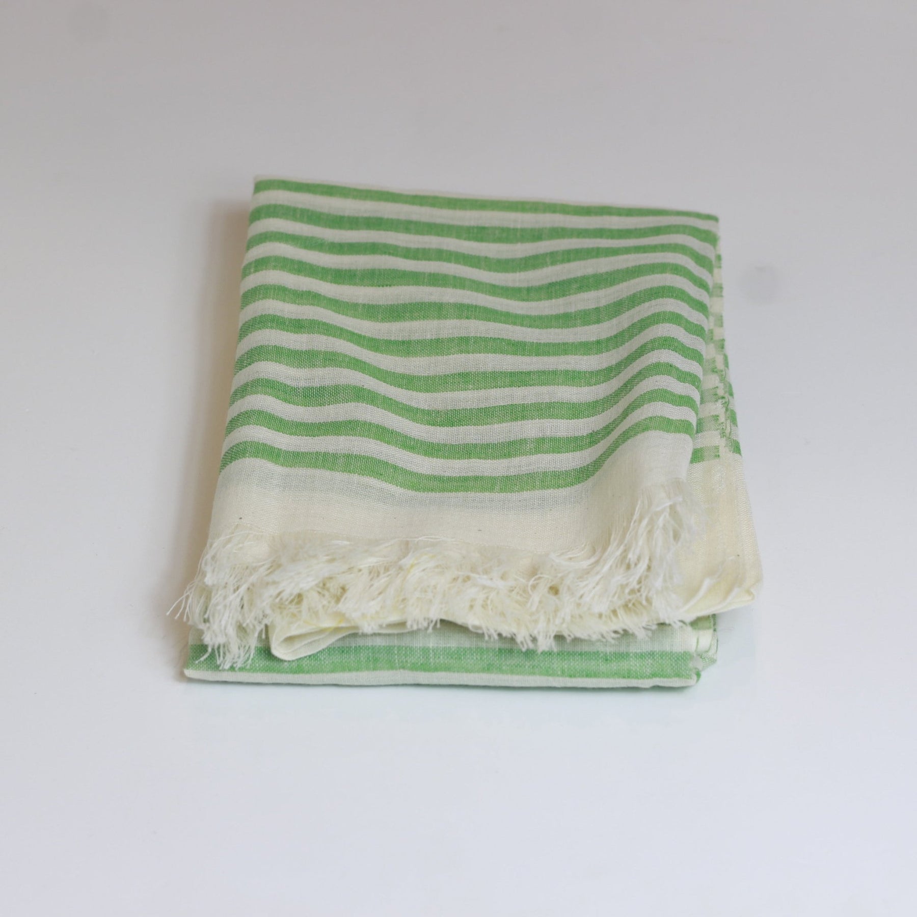 Nine Yaks Cotton scarf - green stripe