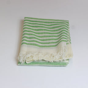 Nine Yaks Cotton scarf - green stripe