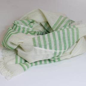 Nine Yaks Cotton scarf - green stripe