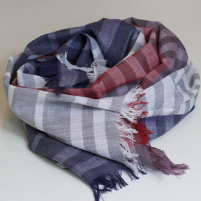 Nine yaks Cotton scarf - Purple, red stripe