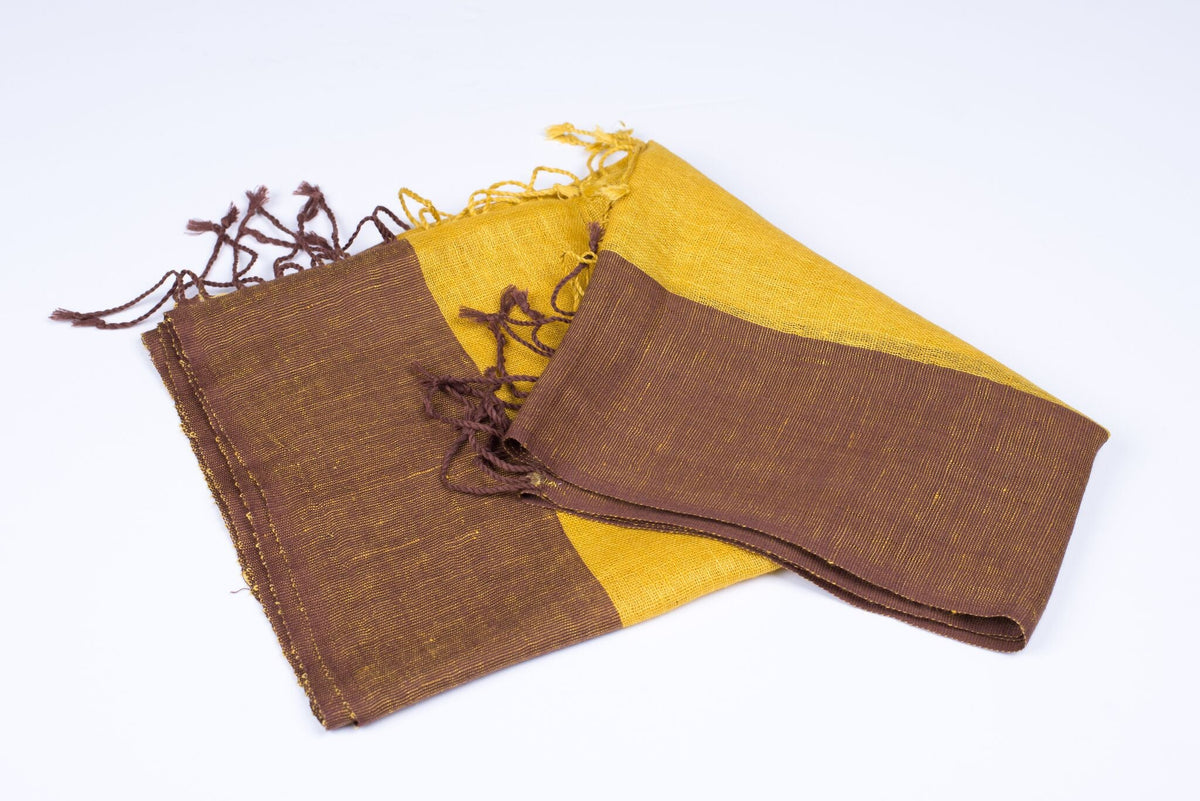 Nine YaksNine Yaks Linen Scarf Brown and Yellow #same day gift delivery melbourne#