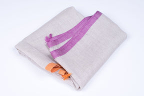 Nine Yaks Linen Scarf Natural, Purple and Orange