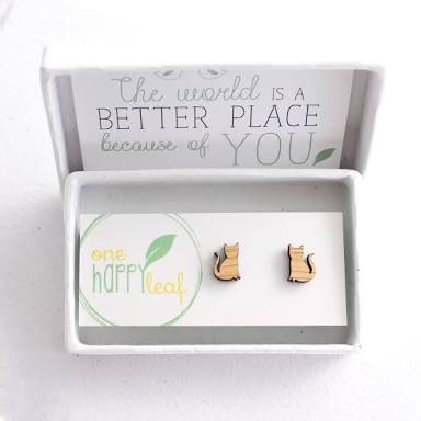 One Happy LeafOne Happy Leaf Cat Studs #same day gift delivery melbourne#