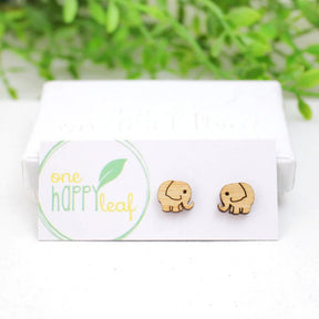 One Happy Leaf Elephant Earrings
