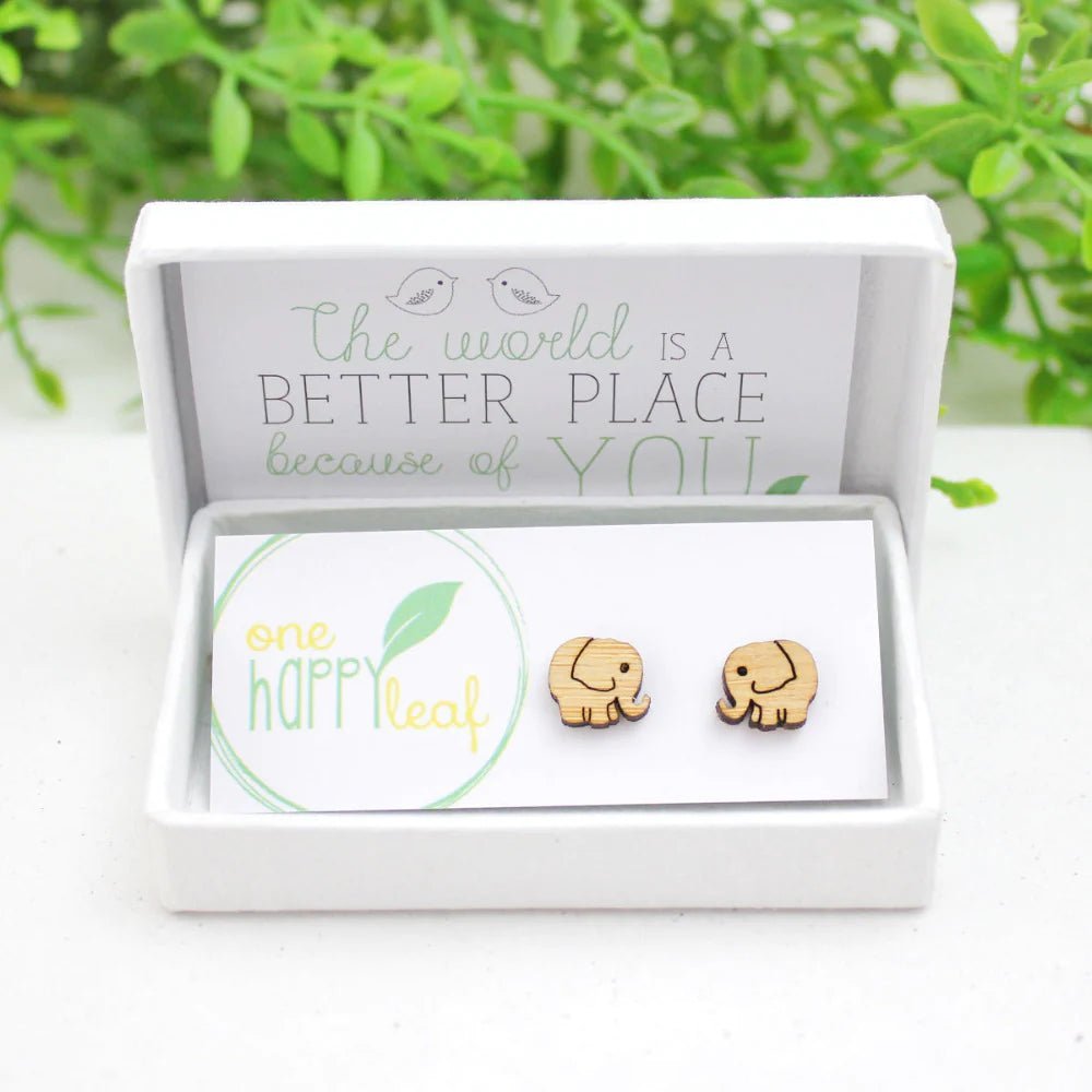 One Happy LeafOne Happy Leaf Elephant Earrings #same day gift delivery melbourne#