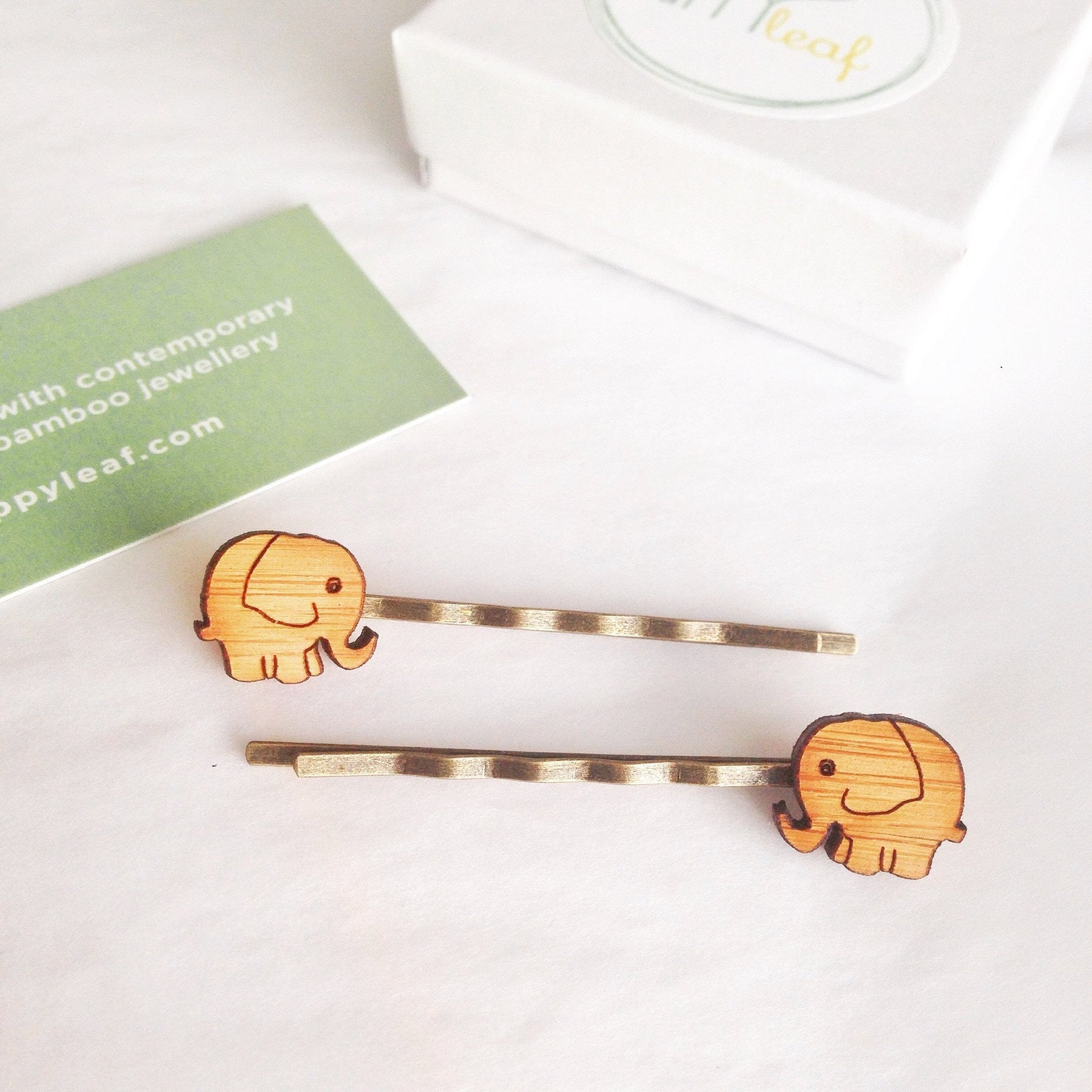 One Happy Leaf Elephant Hairpins