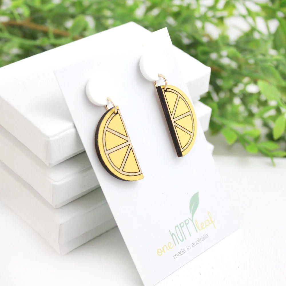 One Happy LeafOne Happy Leaf Lemon slice dangle earrings #same day gift delivery melbourne#